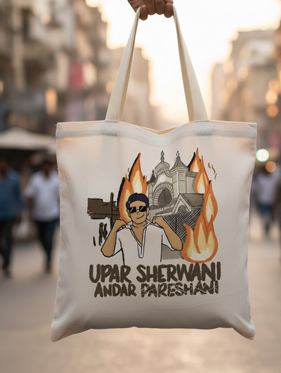Upar Sherwani, Andar Pareshani- Tote Bag - hover view